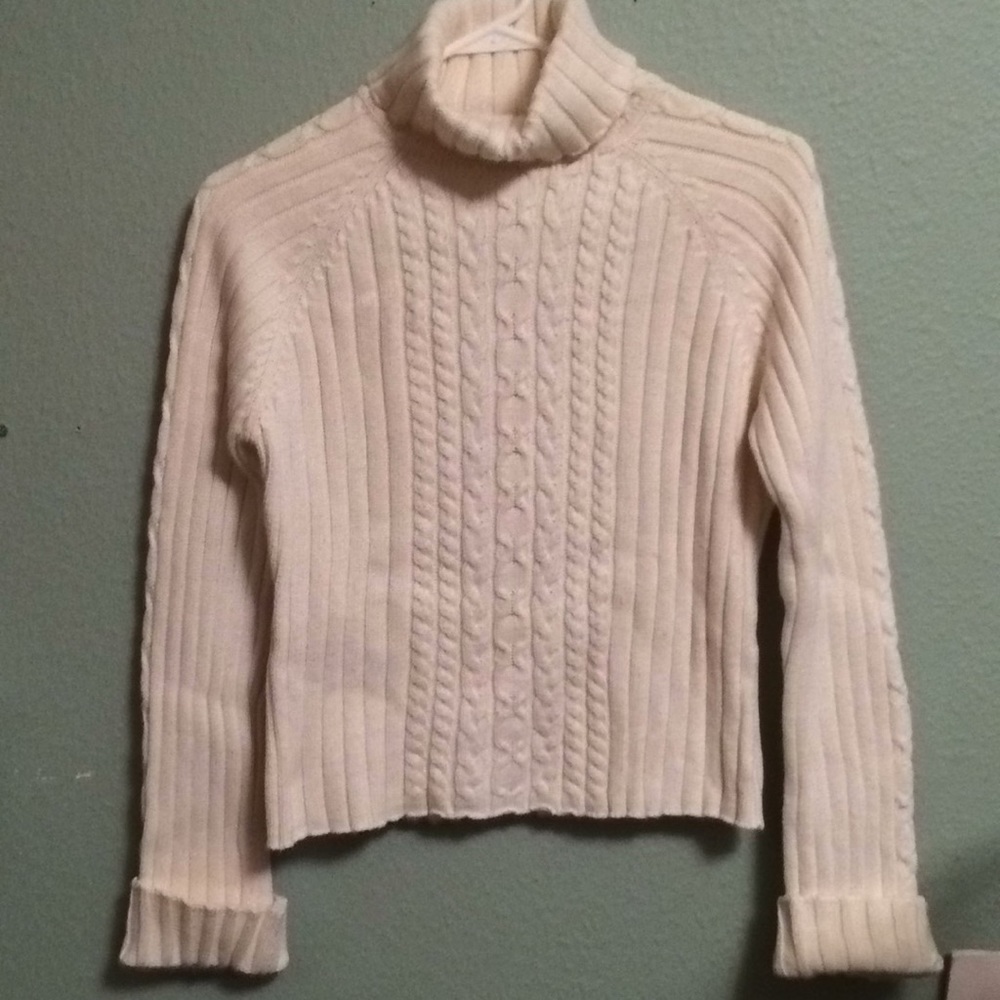 Girls size L Large knit sweater cream color